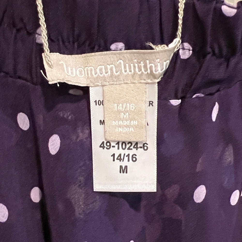 Woman Within Purple and White Polka Dot Skirt - Picture 2 of 4
